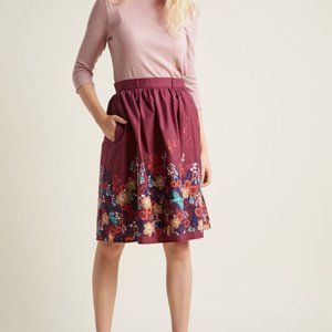 Charming Cotton Floral Skirt By ModCloth Size L
